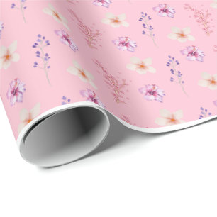 Élégant papier cadeau à motif floral rose pastel