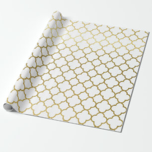 Élégant papier cadeau abstrait en hexagone doré po