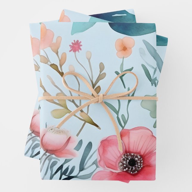 Elégant papier cadeau couleur de couleur de l'eau (En situation)