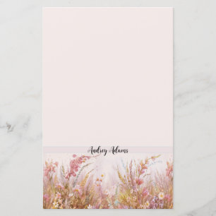 Élégant papier floral féminin personnel stationnai