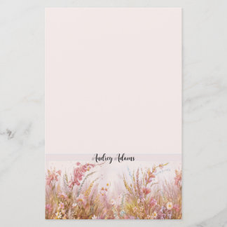 Élégant papier floral féminin personnel stationnai
