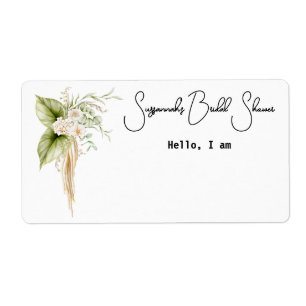 Élégant papier-frontière floral Étiquette Nom bali