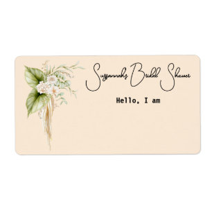 Élégant papier-frontière floral Étiquette Nom bali