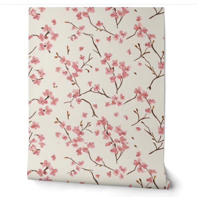 Élégant papier peint floral en fleur de cerisier (Déroulement)