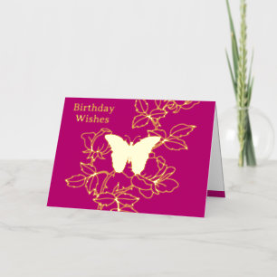 Elégant Papillon Floral Anniversaire Carte Gold Fo