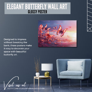 Elégant Papillon Mur Art Glossy Poster