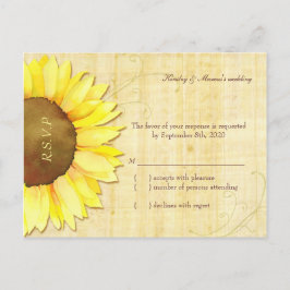Elegant Papyrus Sunflower Wedding RSVP Einladungspostkarte