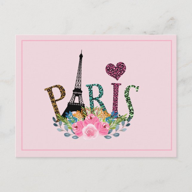 Elegant Paris Eiffel Tower Postcard Postkarte (Vorderseite)