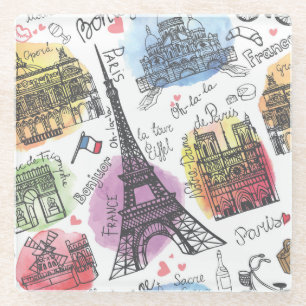 Elegant Paris France Fashion Sketch Glasuntersetzer