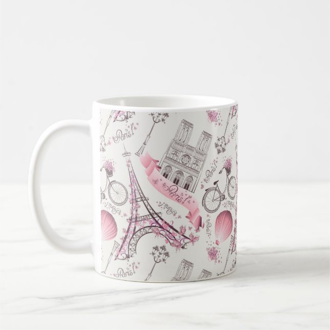 Elegant Paris France Fashion Sketch Kaffeetasse (Links)