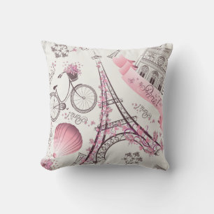 Elegant Paris France Fashion Sketch Kissen