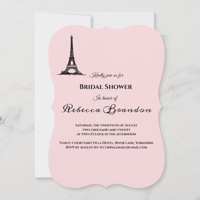 Elégant Paris Thème Bridal Shower Invitation (Devant)