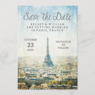 Elegant Paris View Eiffel Tower Save the Date