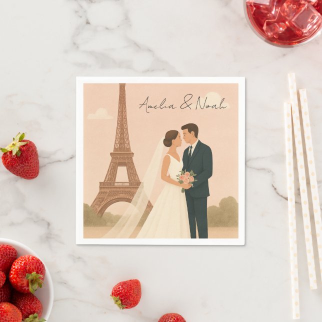 Elegant Paris Wedding Napkins Eiffel Tower Design Serviette (Beispiel)