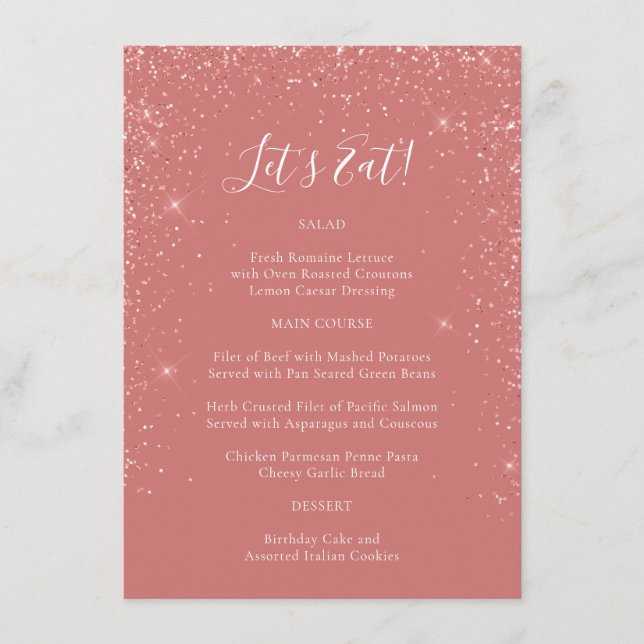 Élégant Parties scintillant rose menu Occasion spé (Devant)