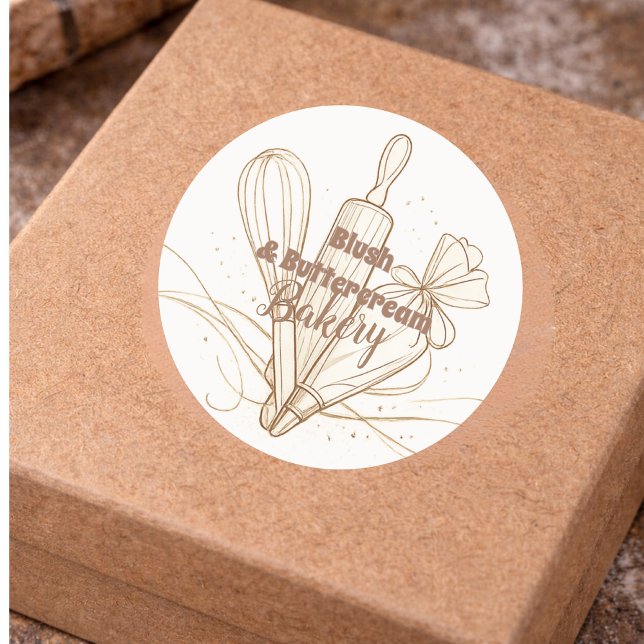 Elegant Pastel Bakery Branding Runder Aufkleber (Von Creator hochgeladen)