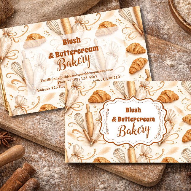 Elegant Pastel Bakery Branding Visitenkarte (Von Creator hochgeladen)