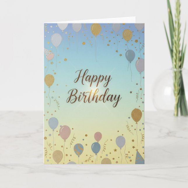 Elegant Pastel Balloons – Happy Birthday Card Karte (Vorderseite)