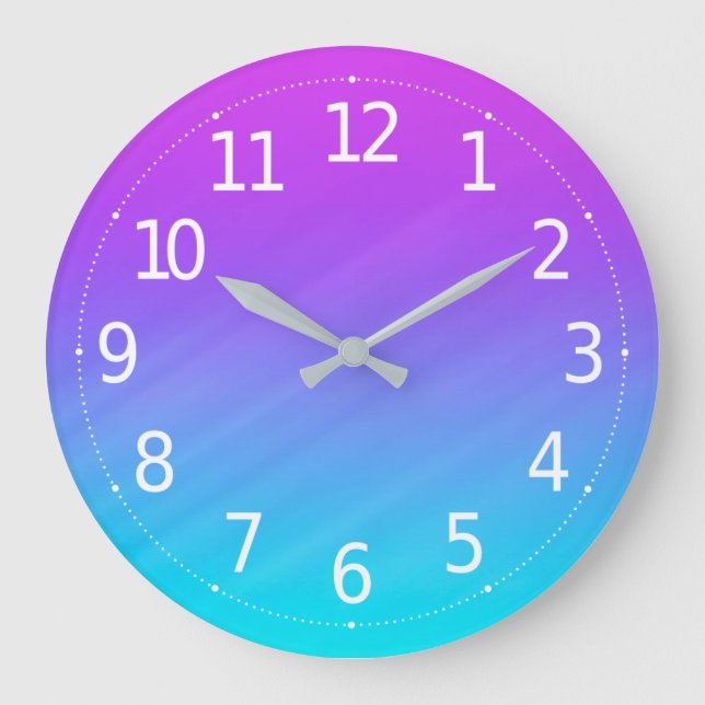 Elégant Pastel Bleu & Purple Tons | Horloge murale (Recto)