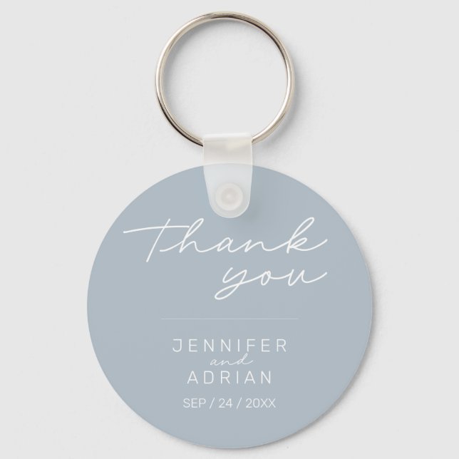Elegant Pastel Blue Minimal Wedding keychain  Schlüsselanhänger (Vorderseite)