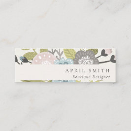 Elegant Pastel Boho Blush Blue Green Leafy Floral Mini Visitenkarte