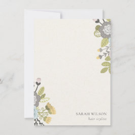Elegant Pastel Boho Blush Blue Green Leafy Floral Mitteilungskarte