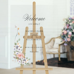 Elegant Pastel Boho Floral Calligraphy Acrylschild