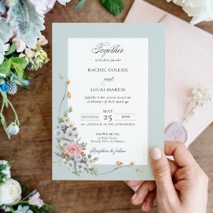 Elegant Pastel Boho Floral Calligraphy Einladung