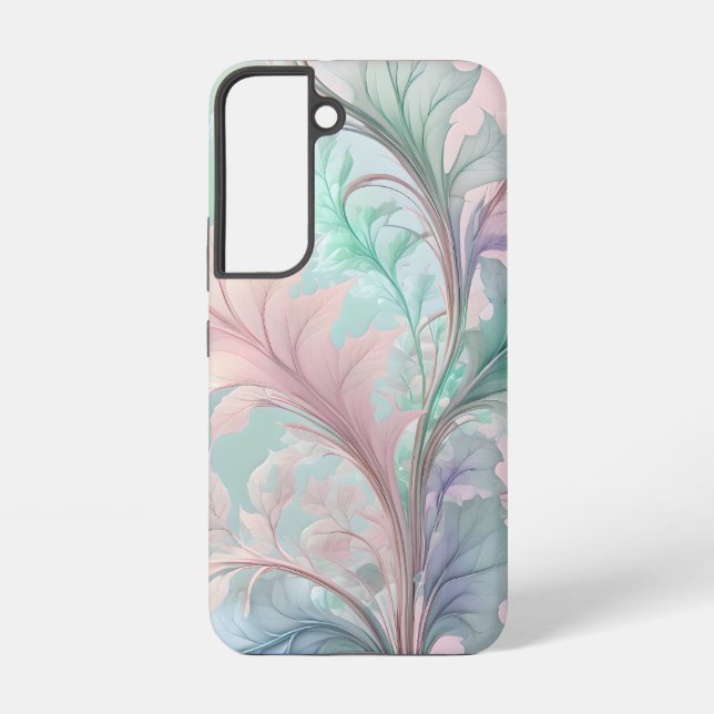 Elegant Pastel Botanical Art – Soft Leaf Design in Samsung Galaxy Hülle (Rückseite)