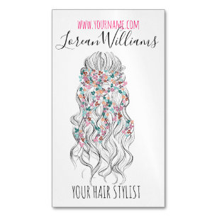 Elegant Pastel Bride Wavy Hair Styling Floral Magnetische Visitenkarte