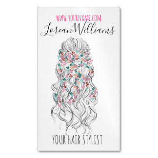 Elegant Pastel Bride Wavy Hair Styling Floral Magnetische Visitenkarte
