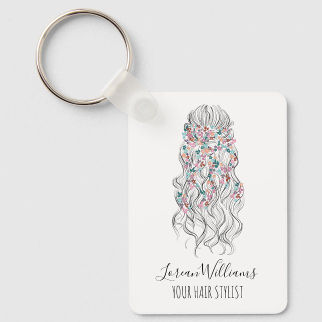 Elegant Pastel Bride Wavy Hair Styling Floral QR  Schlüsselanhänger (Vorderseite)