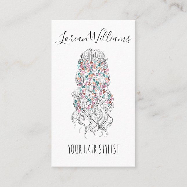 Elegant Pastel Bride Wavy Hair Styling Floral QR Visitenkarte (Vorderseite)
