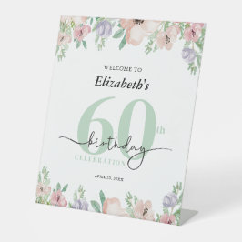 Elegant Pastel Floral 60th Birthday Party Welcome Sockelschild