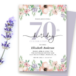 Elegant Pastel Floral 70. Geburtstagsparty Einladung