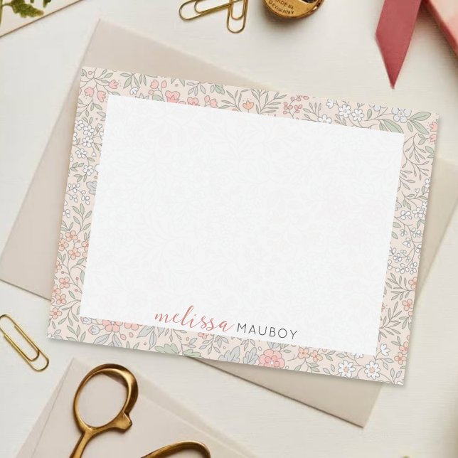 Elégant Pastel Floral Blush personnalisé Nom Carte (Créateur téléchargé)