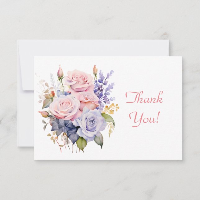 Elegant Pastel Floral Bouquet Vielen Dank Flat Mitteilungskarte (Vorderseite)