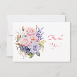 Elegant Pastel Floral Bouquet Vielen Dank Flat Mitteilungskarte