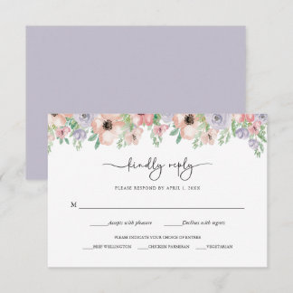 Elegant Pastel Floral Party Response Card Begleitkarte