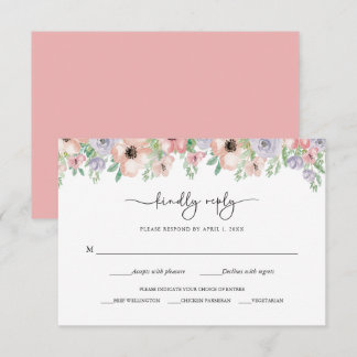 Elegant Pastel Floral Party Response Card RSVP Karte