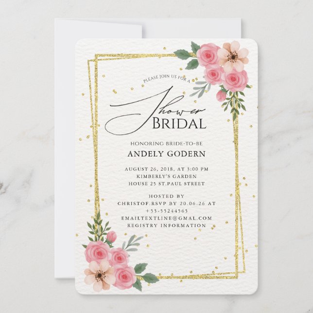  Elegant Pastel Flower Bridal Shower Einladung (Vorderseite)
