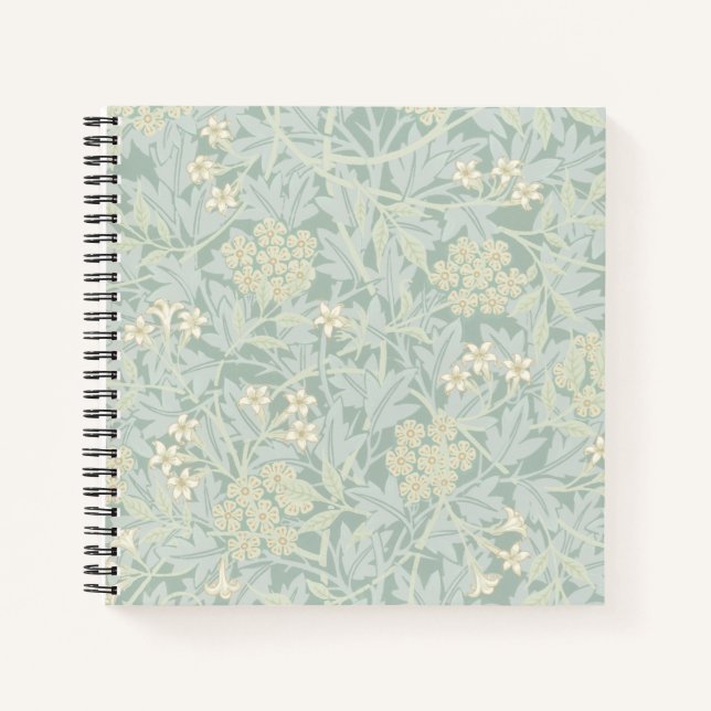 Elegant Pastel Green Jasmine Floral Pattern Notizbuch (Vorderseite)