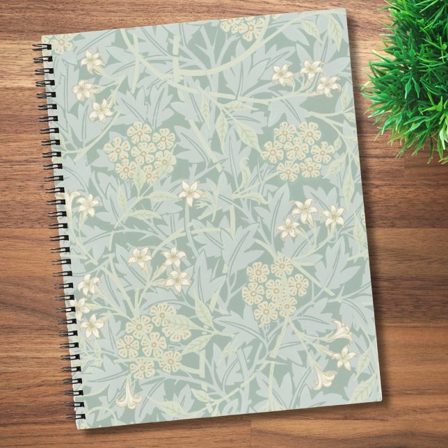 Elegant Pastel Green Jasmine Floral Pattern Notizbuch (Von Creator hochgeladen)