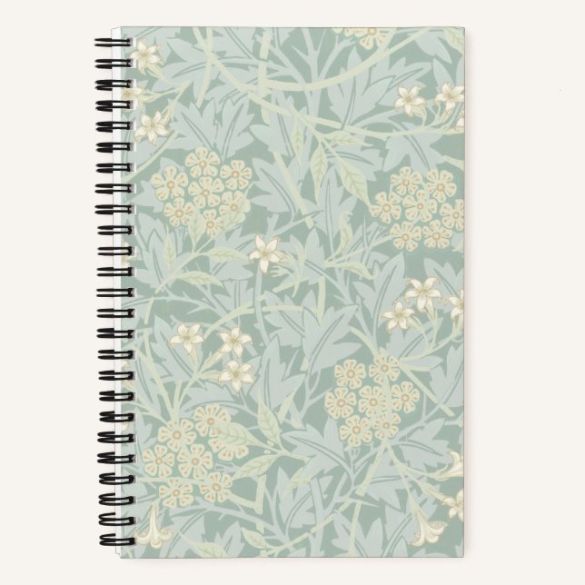 Elegant Pastel Green Jasmine Floral Pattern Notizbuch (Vorderseite)