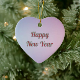 Elegant Pastel Heart Happy New Year Ceramic Keramik Ornament