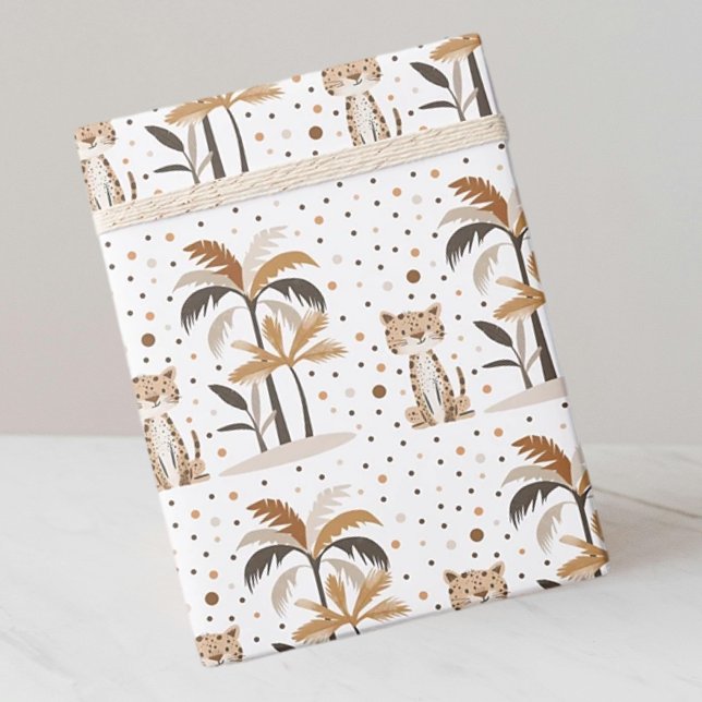 Elegant Pastel Jaguar Jungle Pattern Geschenkpapier (Von Creator hochgeladen)