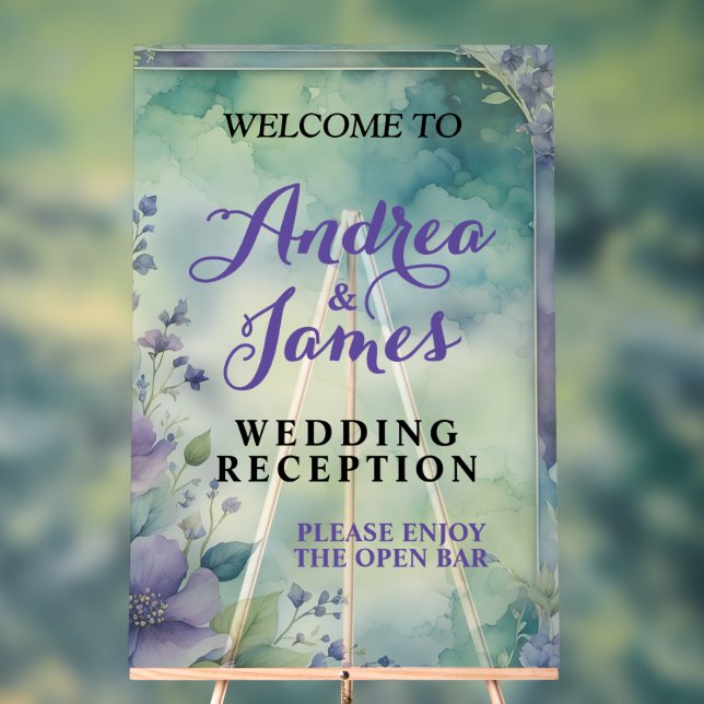 Elegant Pastel Lavender and Sea Green Wedding Acrylschild (Neutral)