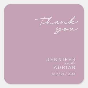 Elegant Pastel Minimal Danke Wedding Square S Quadratischer Aufkleber