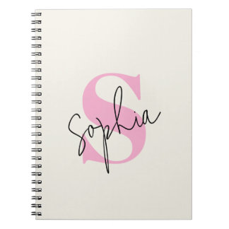 Elégant Pastel Monogram Carnet Spiral