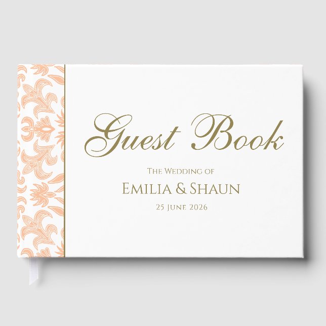 Élégant Pastel Peach Mariage Livre d'hôtes (Recto)